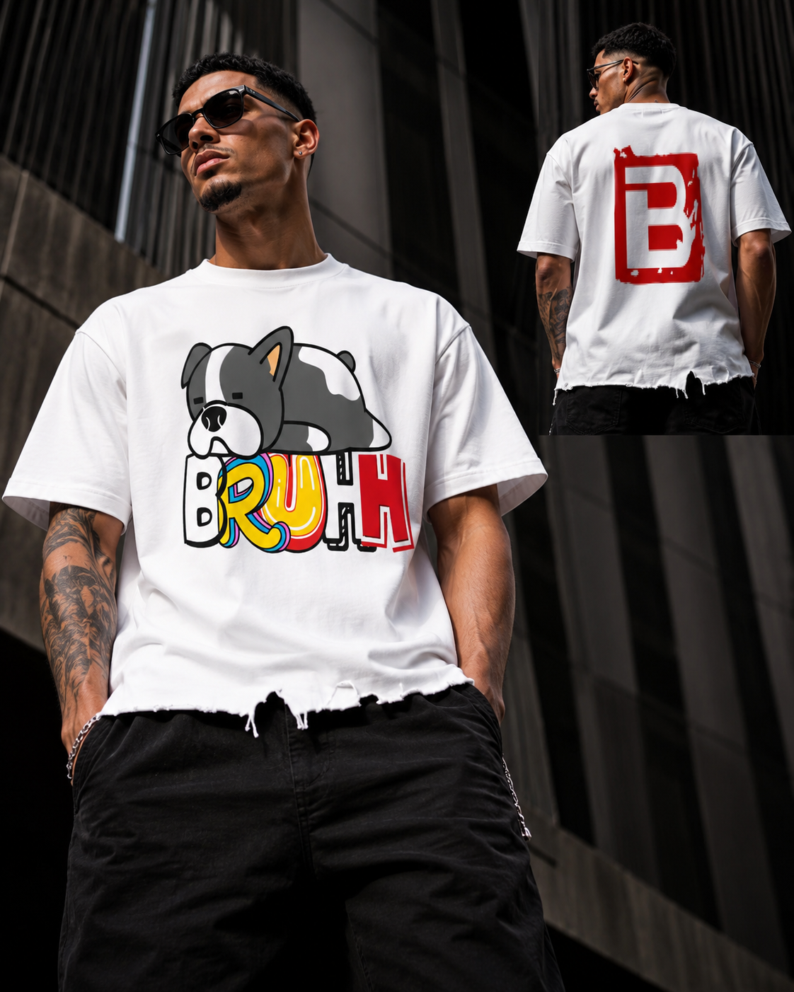 Halo & Horns “BRUH Mode” Distressed Tee
