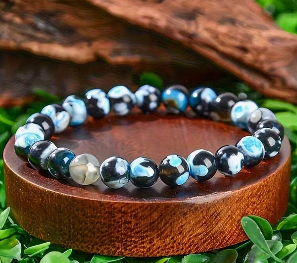 Bracelet Azurite Bleu, Noir et Gris
