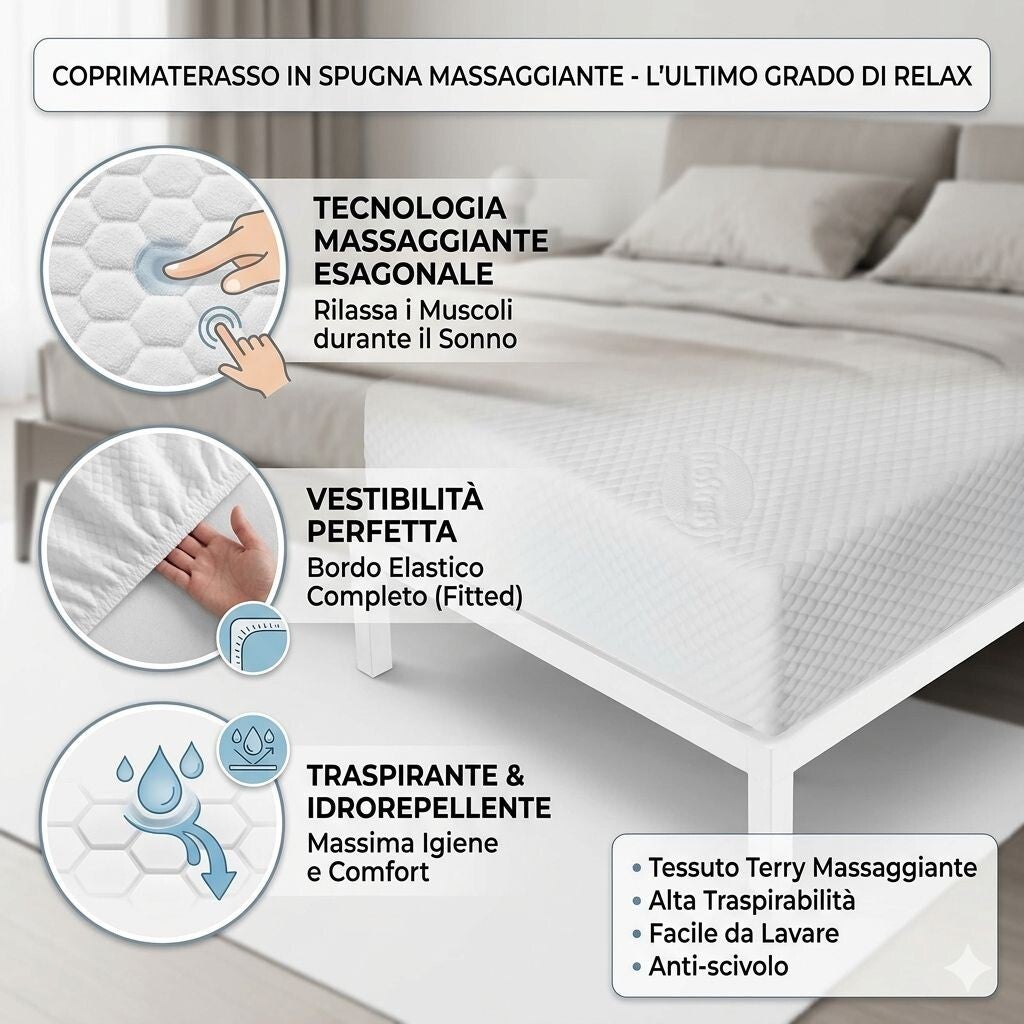 Coprimaterasso in spugna massaggiante