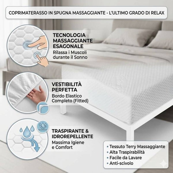 Coprimaterasso in spugna massaggiante