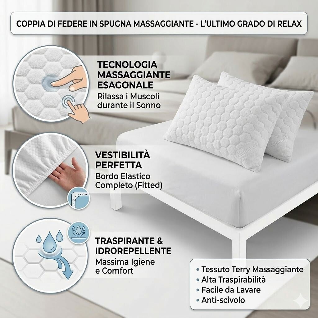 Coppia di federe in spugna massaggiante