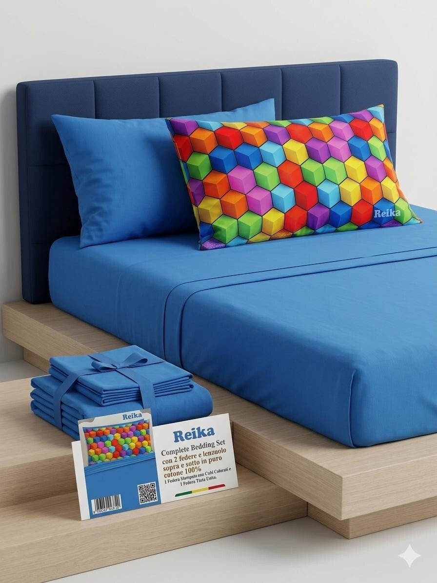 Completo letto singolo con federe digitali Reika