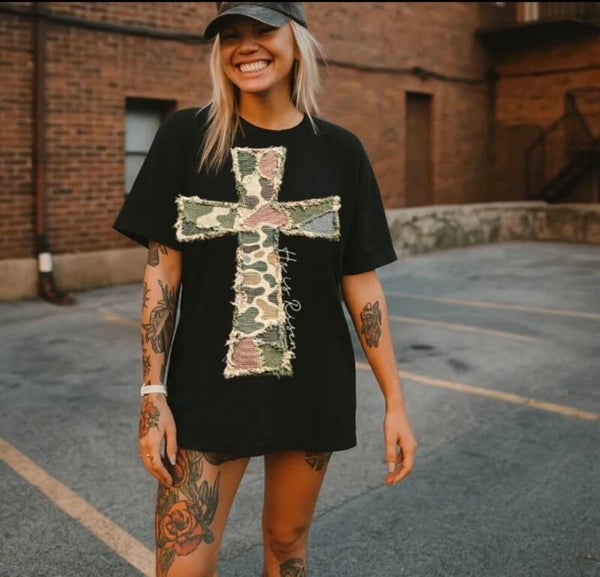 Camo Cross Graphic T-Shirt
