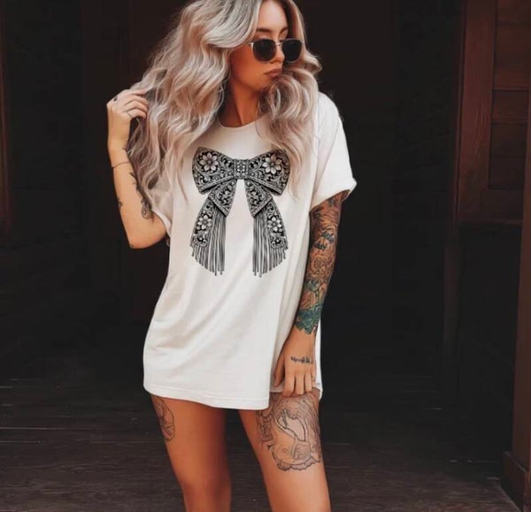 Western Floral Bow With Fringe