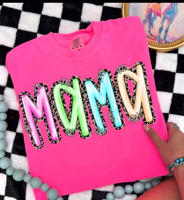 Mama In Multi Color Design Graphic T-Shirt
