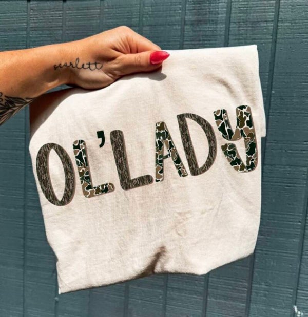 Ol Lady In Camo Graphic T-Shirt