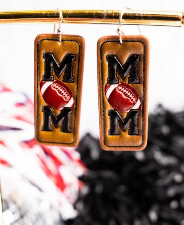 Football Mom Leather Earrings