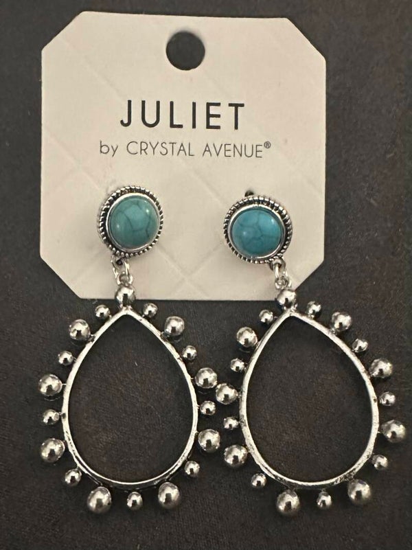 Silver Turqouise Teardrop Earrings
