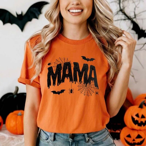Mama With Bats Halloween Graphic T-Shirt