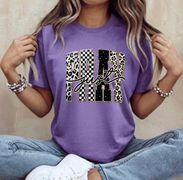 Just Pray Cheetah Print Graphic T-Shirt