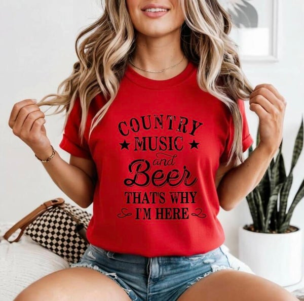 Country Music And Beer Graphic T-Shirt