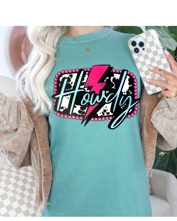 Howdy Cow Print & Lightening Bolt