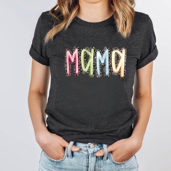Mama In Multi Color Design Graphic T-Shirt