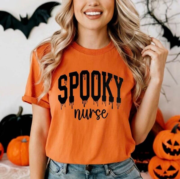 Spooky Nurse Halloween Graphic T-Shirt