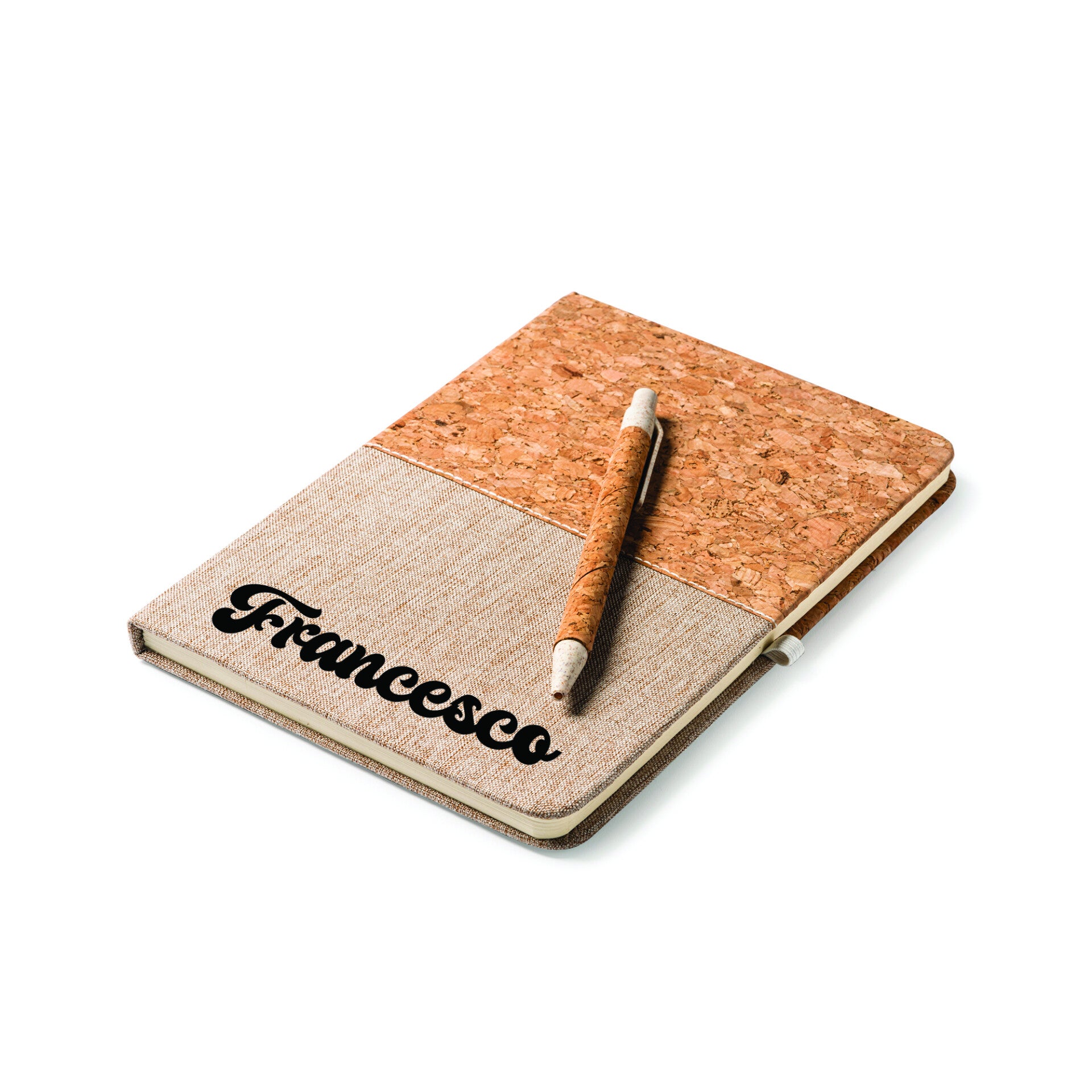 Taccuino personalizzato A5 in sughero naturale inciso al laser