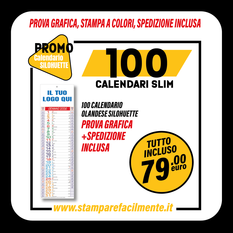 Promo, 100 clandario olandese silohuette