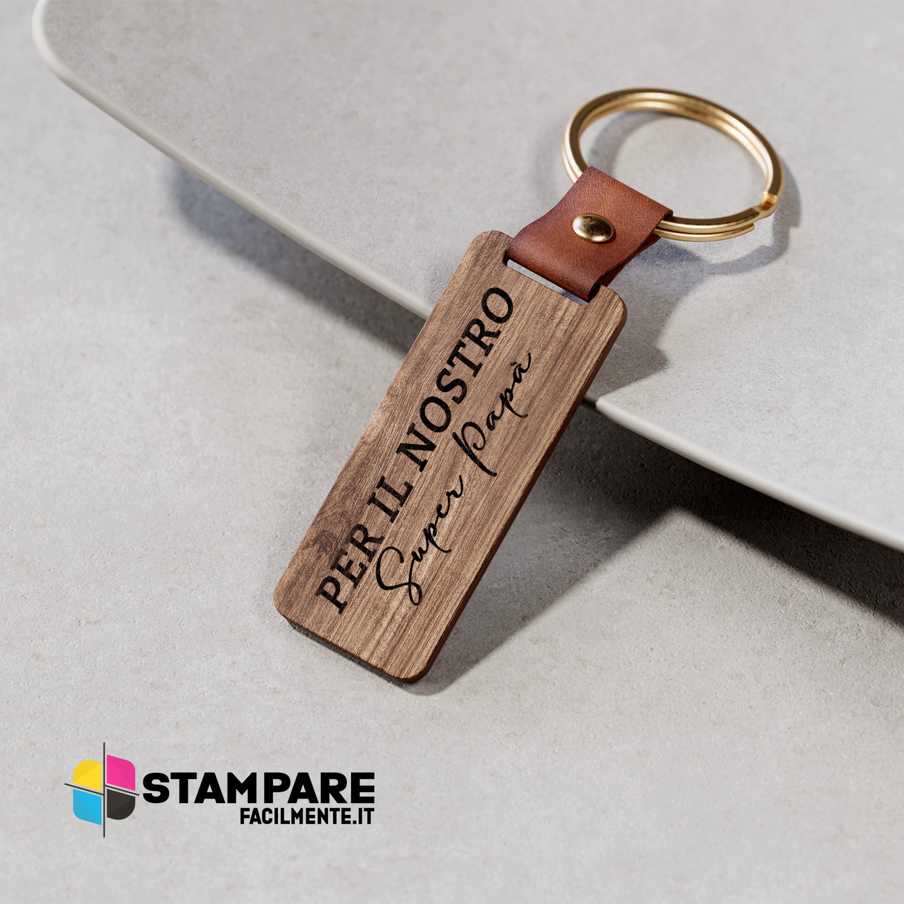 Portachiavi in legno inciso laser - Idea regalo Festa del Papà