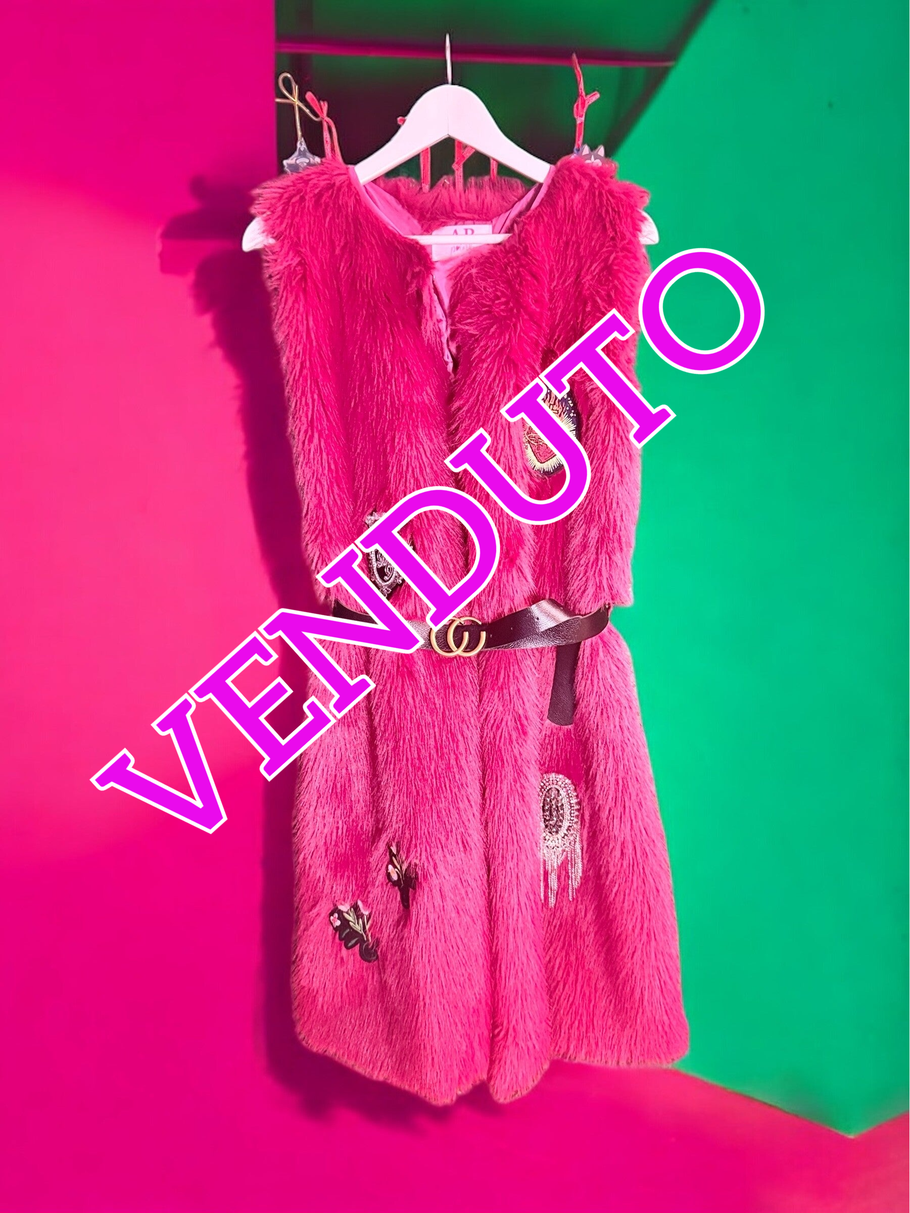 Gilet eco-pelliccia rosa fucsia #1