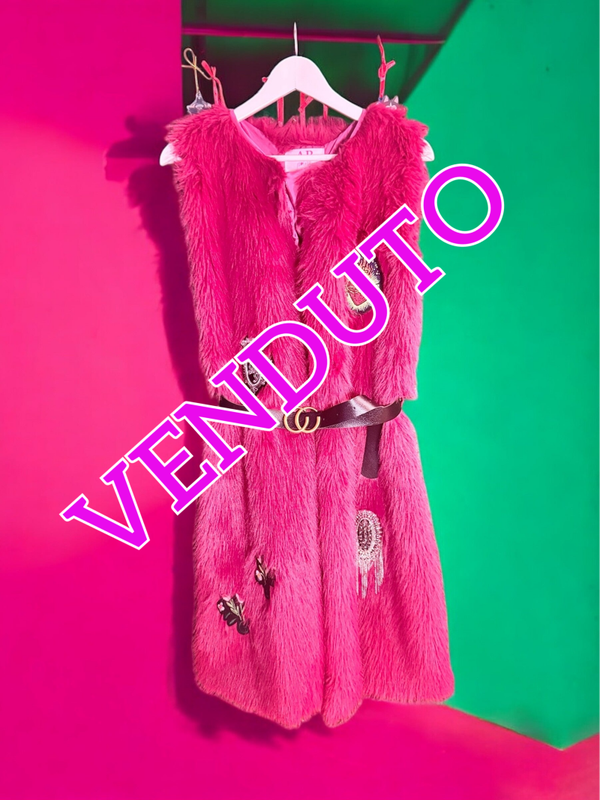 Gilet eco-pelliccia rosa fucsia #1