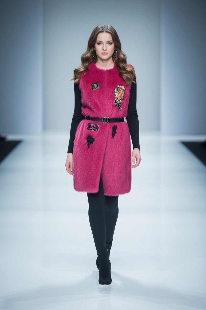 Gilet eco-pelliccia rosa fucsia #4