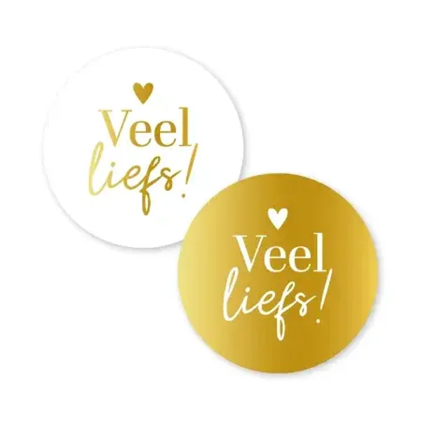 Stickers - Veel liefs met hartje - Wit/goud - 5 stuks
