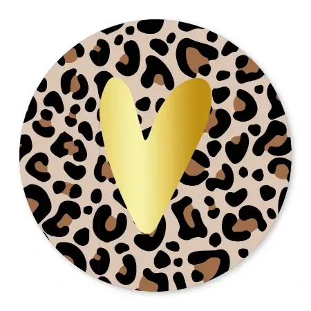Stickers - Panterprint hartje - 5 stuks