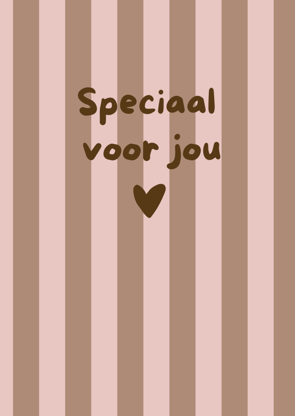 Speciaal voor jou - Bruin met roze strepen - Hart