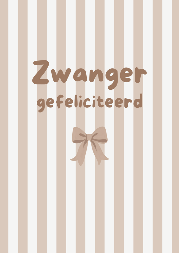 Zwanger gefeliciteerd - Beige met witte strepen - Strikje
