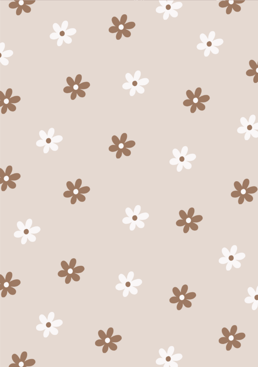 Mini kaart - Blanco - Beige met witte en bruine bloemetjes