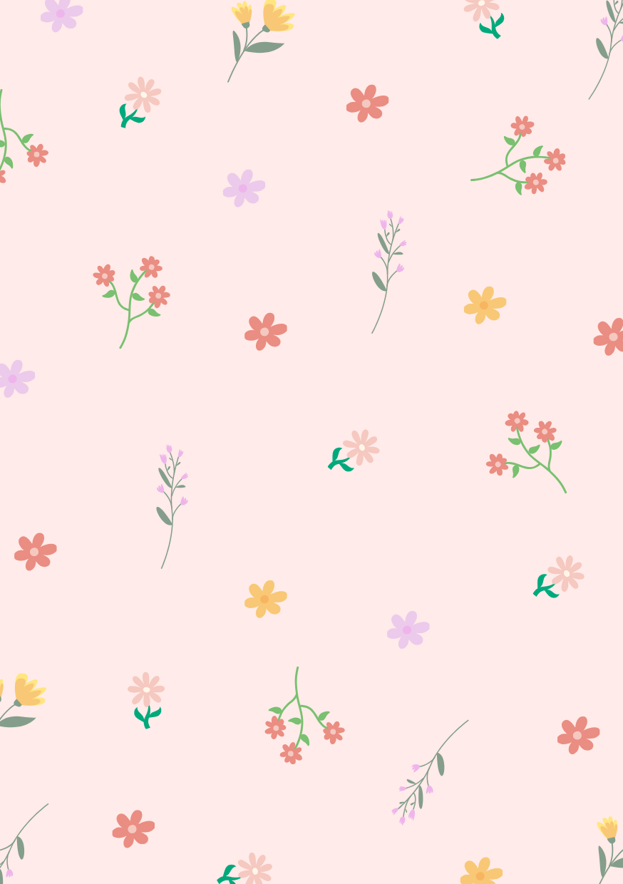 Mini kaart - Blanco - Bloemetjes mix roze