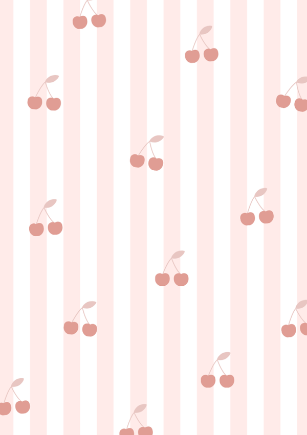 Mini kaart - Blanco - Kersjes met roze streep