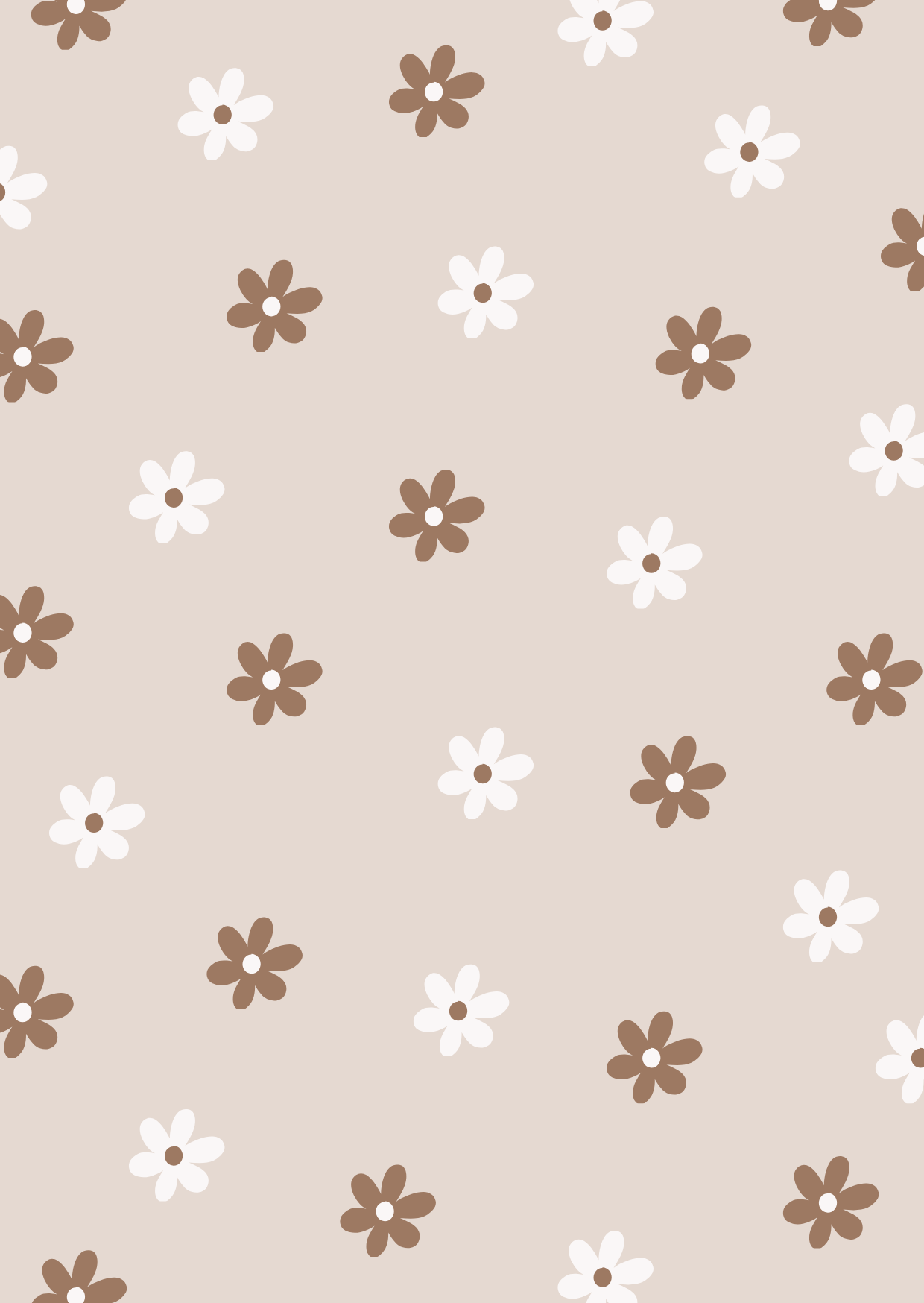 Blanco - Beige met witte en bruine bloemetjes