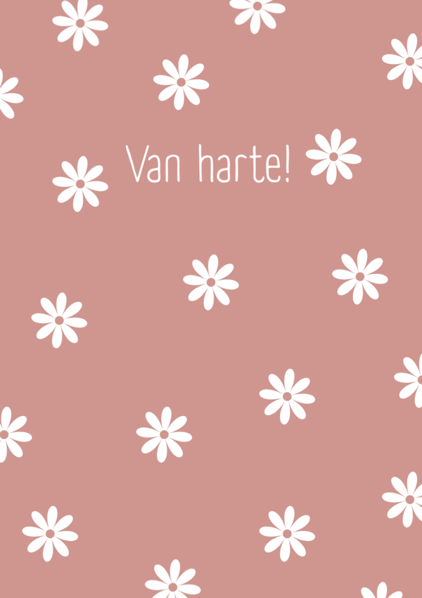 Mini kaart - Van harte - Bloemetjes