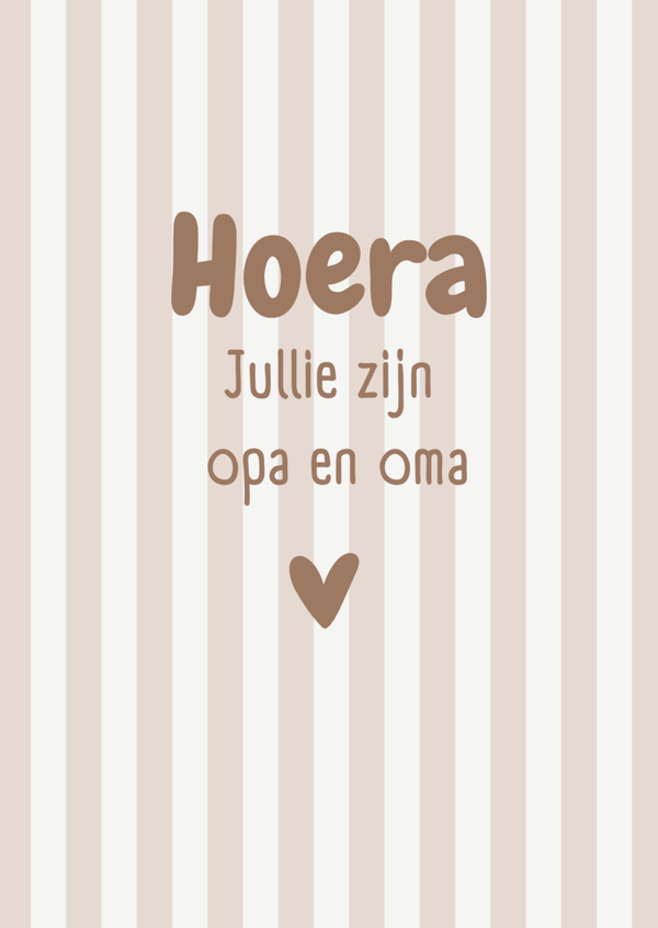 Hoera jullie zijn opa en oma - Beige strepen