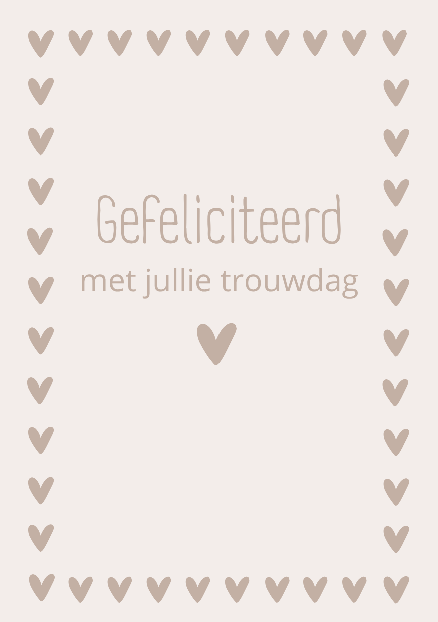 Mini kaart - Gefeliciteerd met jullie trouwdag - Hartjes rand