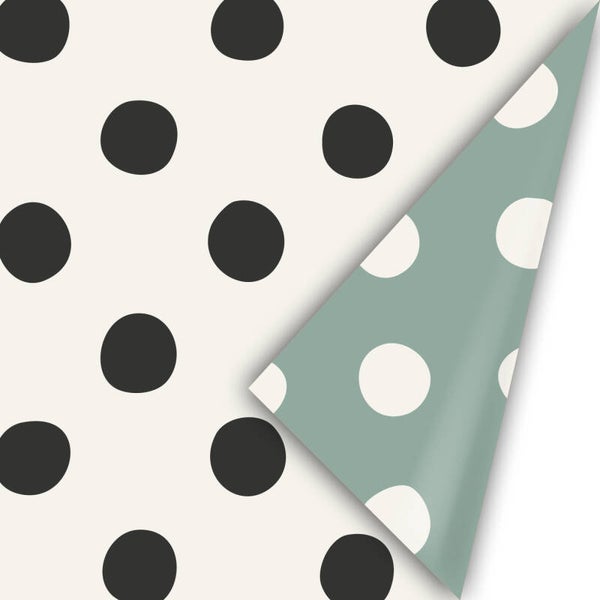 Cadeaupapier - Polkadots - Zwart/wit