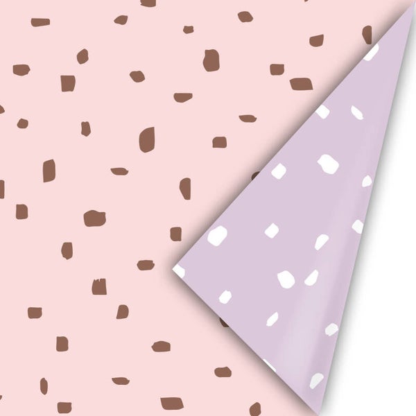 Cadeaupapier - Lichtroze met bruine dots
