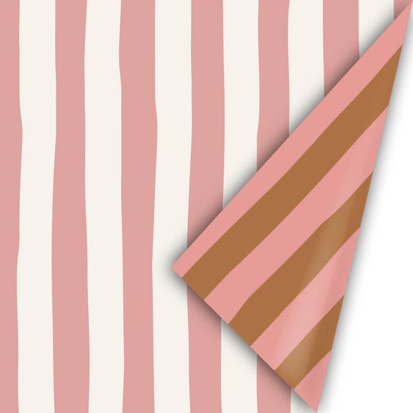 Cadeaupapier - Roze/ wit strepen