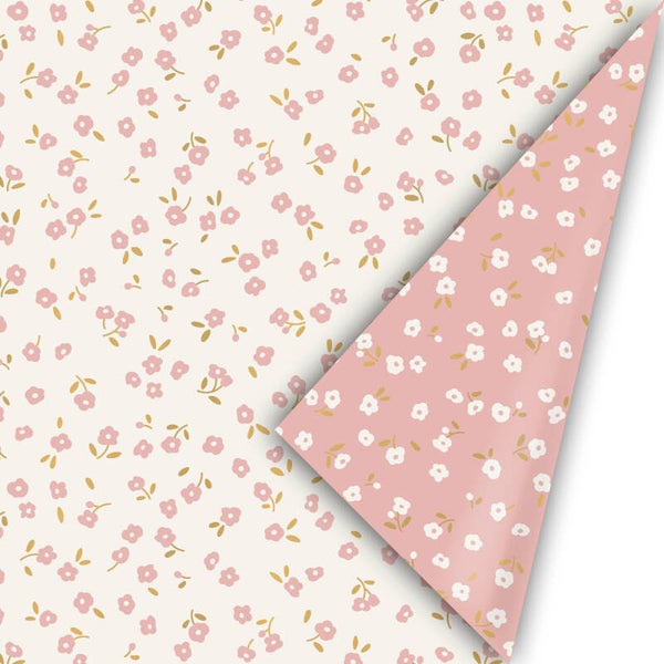 Cadeaupapier - Kleine bloemetjes roze