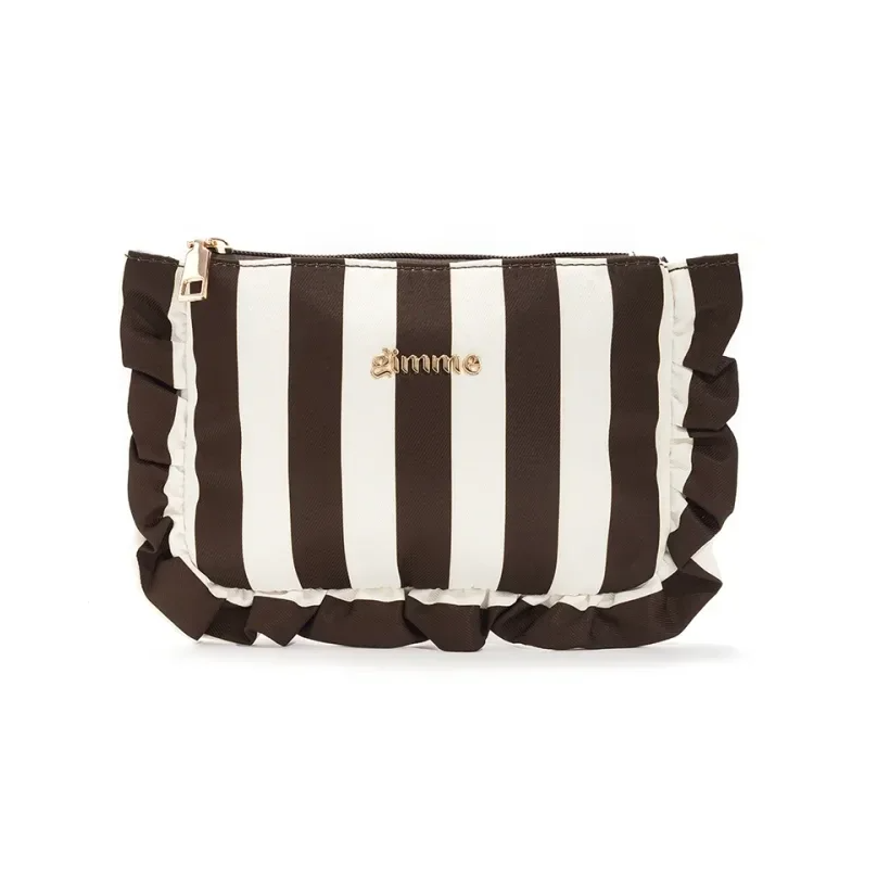 Make-up tas - Bruin en witte strepen