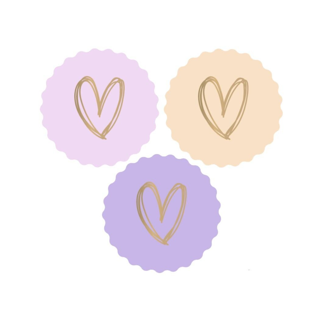 Stickers - Kartelrand hart - Lichtroze, lila, lichtoranje