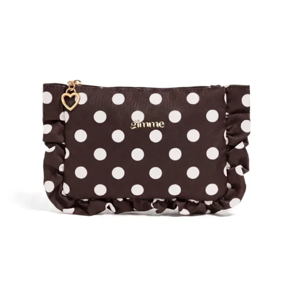 Make-up tas - Bruin met witte stippen