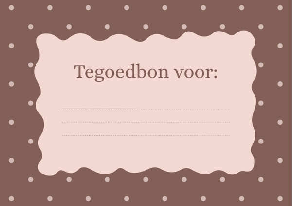 Tegoedbon voor - Bruin met lichtroze stippen