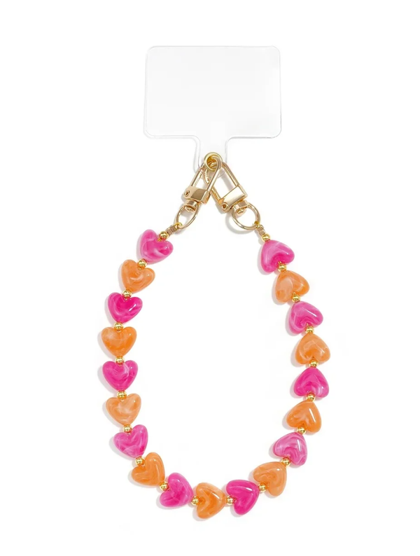 Telefoonkoord - Hartjes roze, oranje