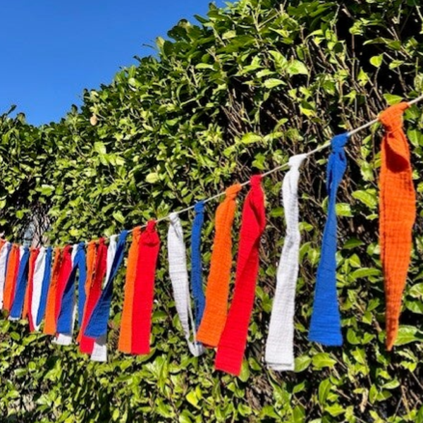 Koningsdag stoffenslinger - Rood, wit, blauw en oranje