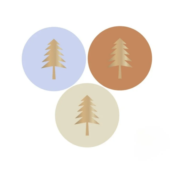 Stickers - Kerstbomen - Lichtblauw, roest, beige - 6 stuks
