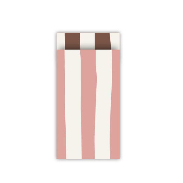 Cadeauzakje S - Roze met witte strepen