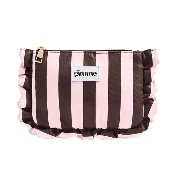 Make-up tas - Lichtroze met bruine streep