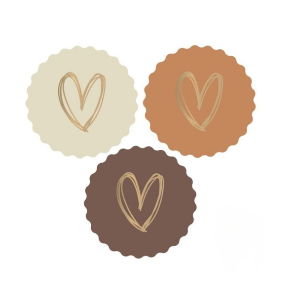 Stickers - Kartelrand hart - Bruin, roest, beige - 6 stuks