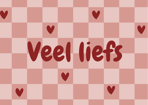 Veel liefs - Ruitjes met hartjes - liggend